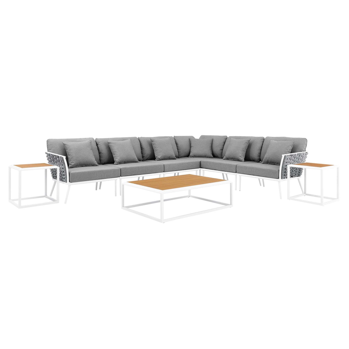 Stance 9 Piece Aluminum Outdoor Patio Aluminum Sectional Sofa Set by Furniture For America