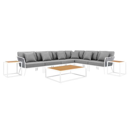 Stance 9 Piece Aluminum Outdoor Patio Aluminum Sectional Sofa Set by Furniture For America