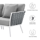 Willow 9 Piece Aluminum Outdoor Patio Aluminum Sectional Sofa Set in White Gray