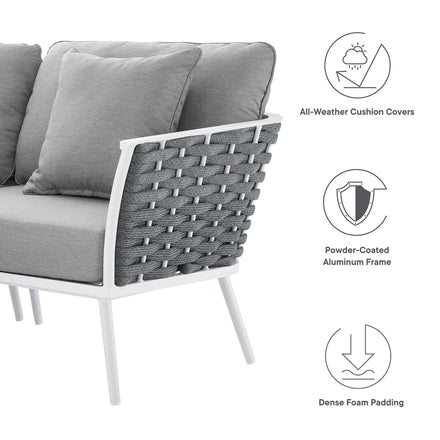 Stance 9 Piece Aluminum Outdoor Patio Aluminum Sectional Sofa Set in White Gray