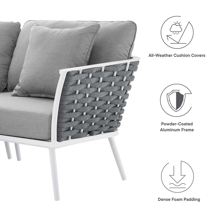 Willow 9 Piece Aluminum Outdoor Patio Aluminum Sectional Sofa Set in White Gray
