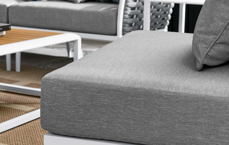 Willow 9 Piece Aluminum Outdoor Patio Aluminum Sectional Sofa Set in White Gray