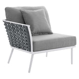 Willow 9 Piece Aluminum Outdoor Patio Aluminum Sectional Sofa Set in White Gray
