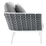 Willow 9 Piece Aluminum Outdoor Patio Aluminum Sectional Sofa Set in White Gray