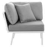 Willow 9 Piece Aluminum Outdoor Patio Aluminum Sectional Sofa Set in White Gray