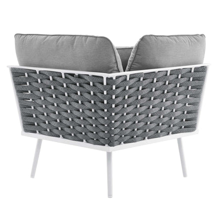 Stance 9 Piece Aluminum Outdoor Patio Aluminum Sectional Sofa Set in White Gray