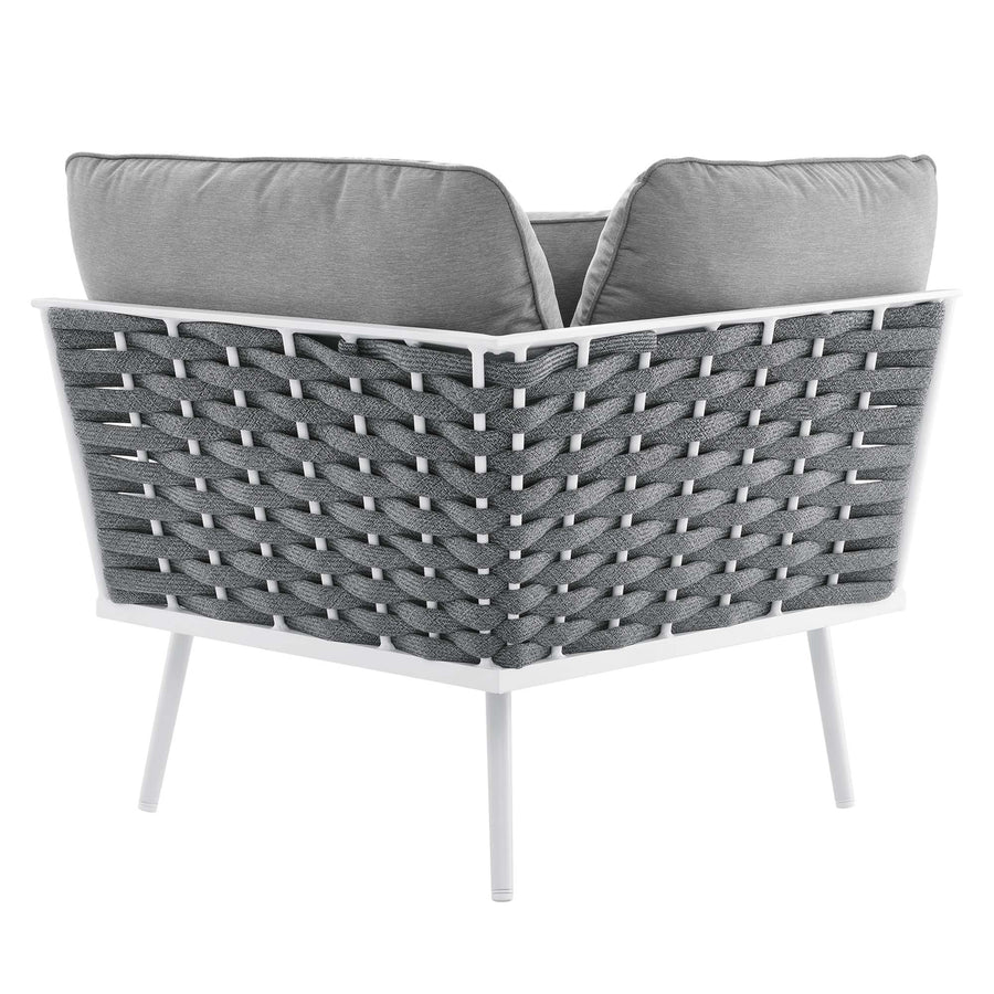 Willow 9 Piece Aluminum Outdoor Patio Aluminum Sectional Sofa Set in White Gray