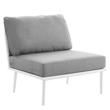 Willow 9 Piece Aluminum Outdoor Patio Aluminum Sectional Sofa Set in White Gray