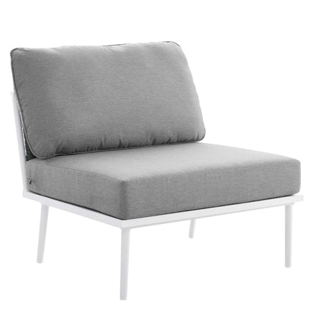 Stance 9 Piece Aluminum Outdoor Patio Aluminum Sectional Sofa Set in White Gray