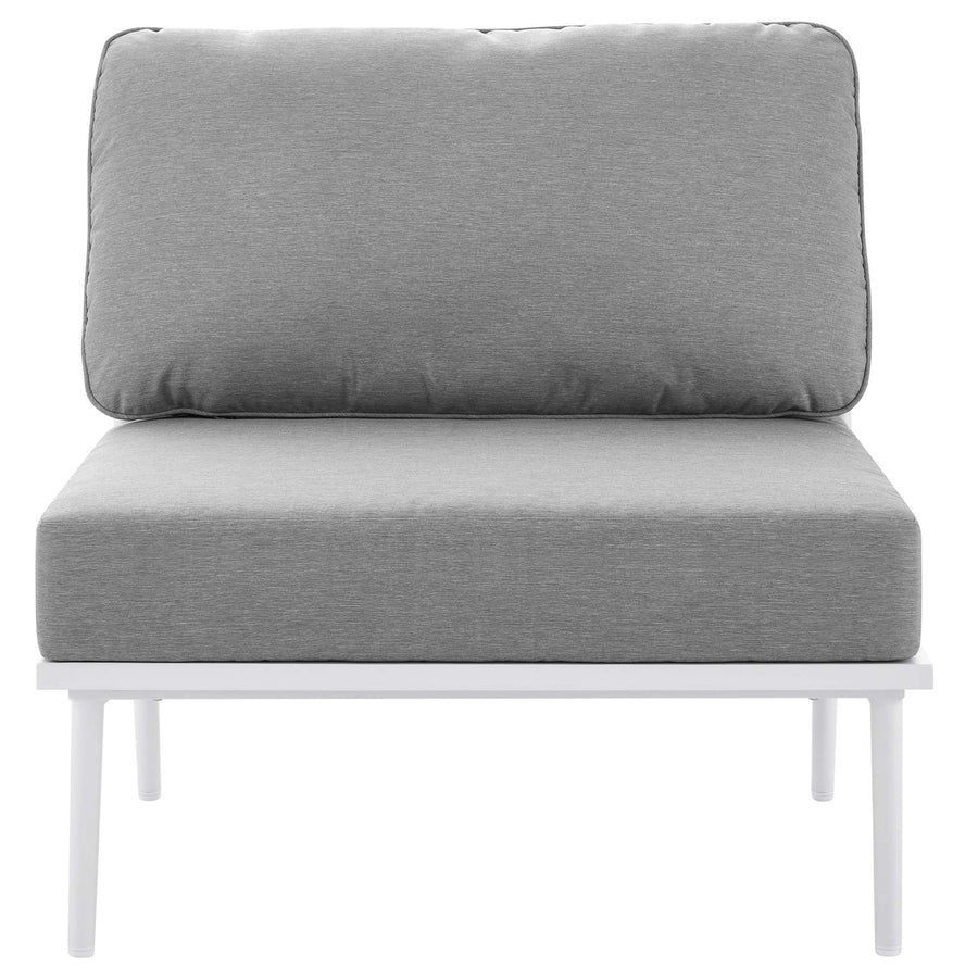 Willow 9 Piece Aluminum Outdoor Patio Aluminum Sectional Sofa Set in White Gray