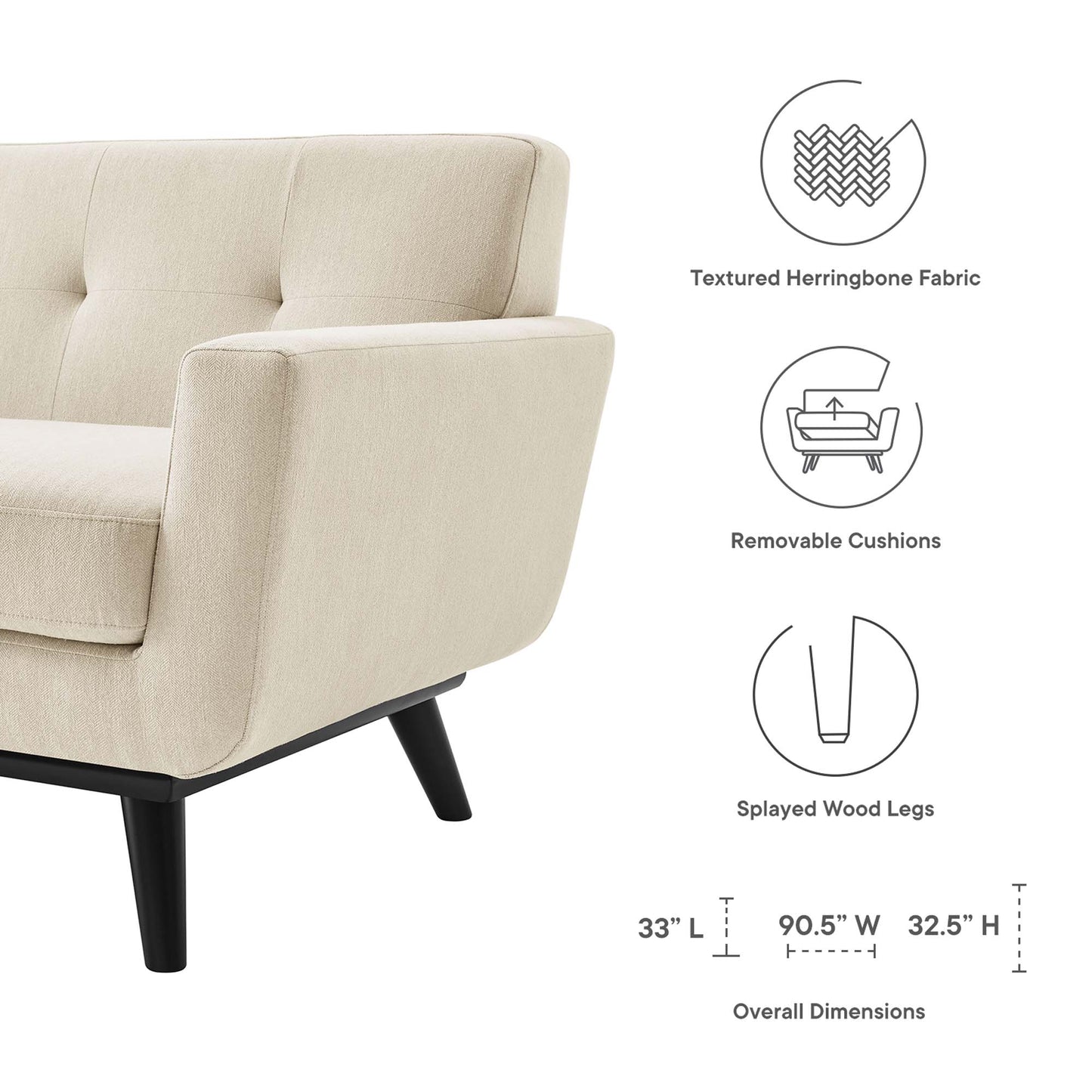 Engage Herringbone Fabric Sofa by Furniture for America