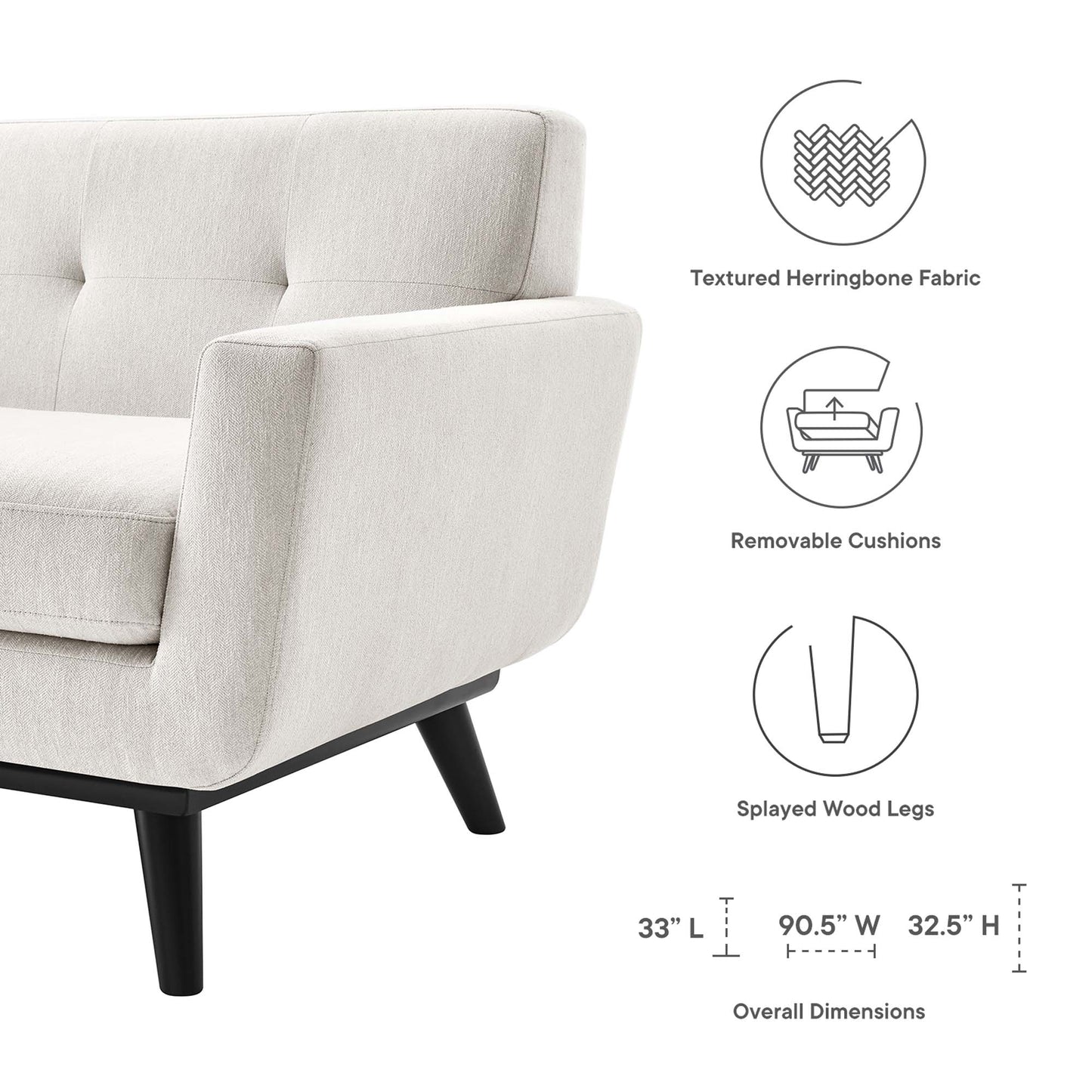 Engage Herringbone Fabric Sofa by Furniture for America