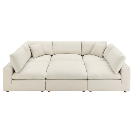 Commix 6-Piece Down Filled Overstuffed Sectional Sofa in Light Beige