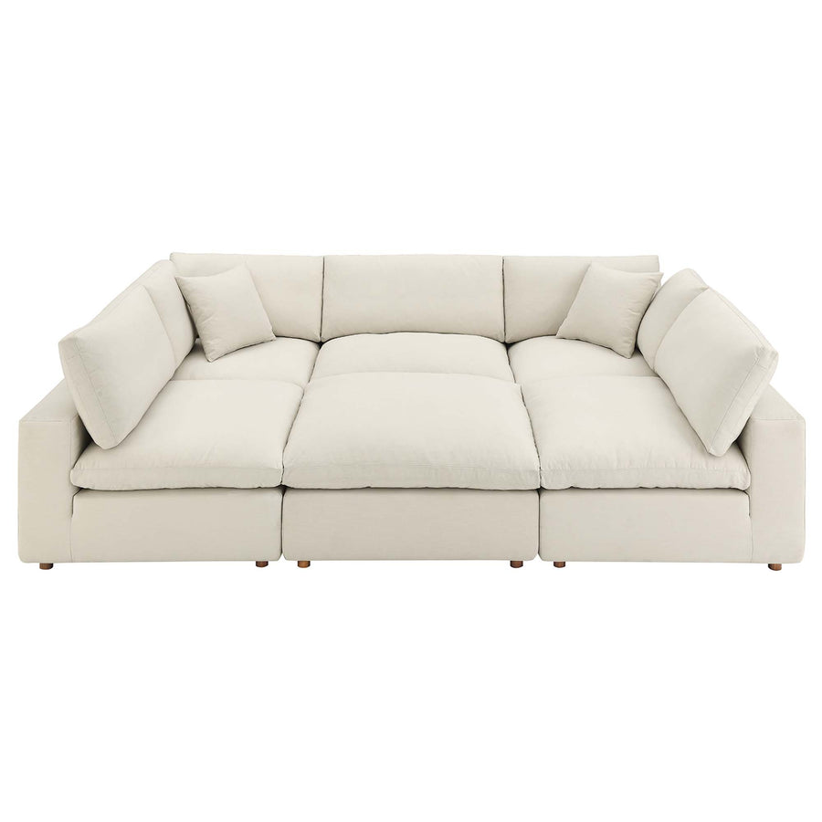 Linden 6-Piece Down Filled Overstuffed Sectional Sofa in Light Beige