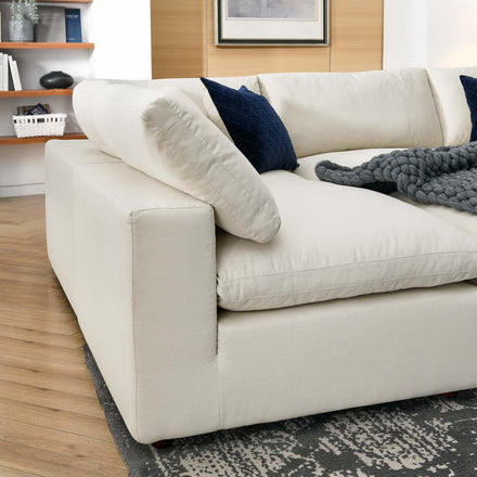 Commix 6-Piece Down Filled Overstuffed Sectional Sofa in Light Beige