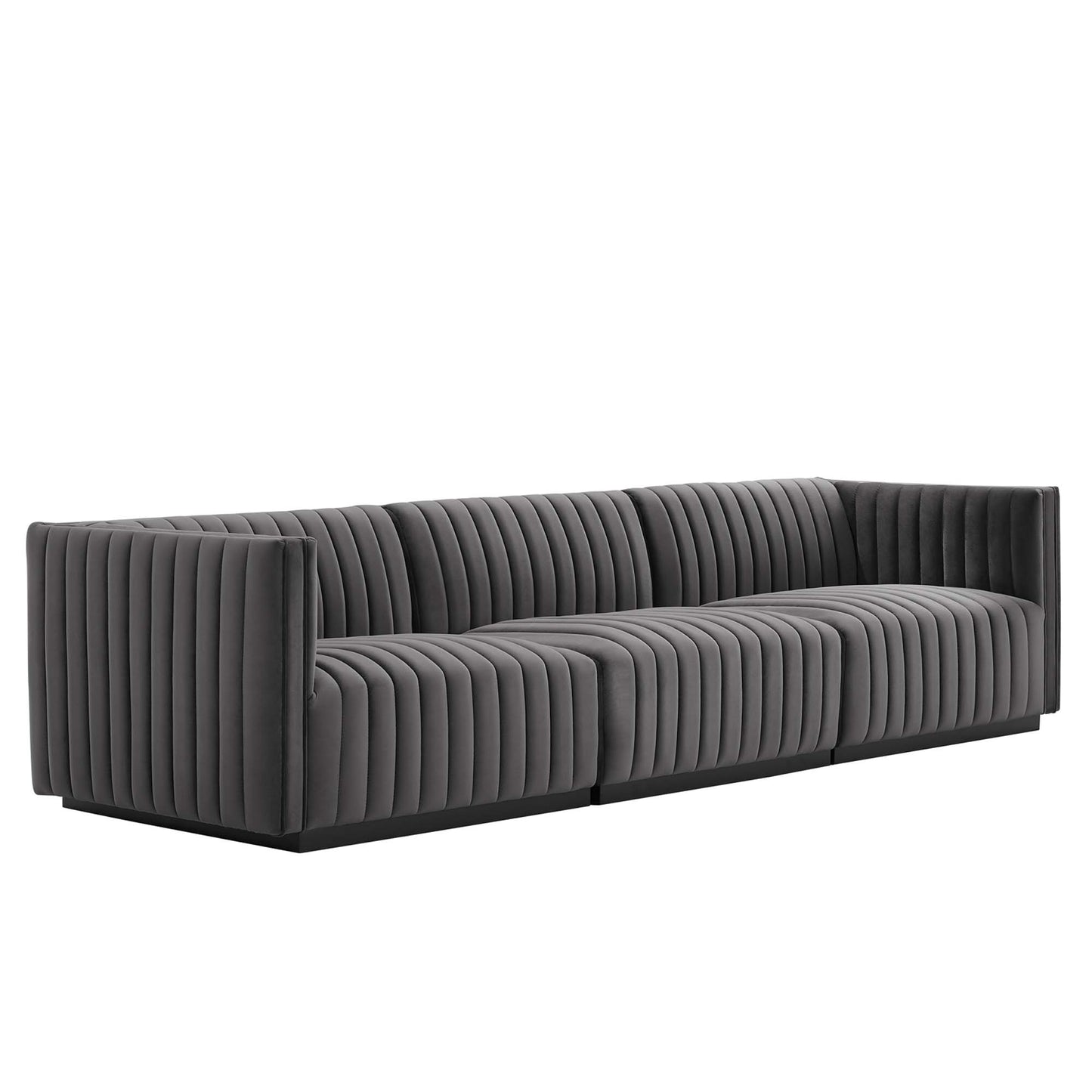 Conjure Channel Tufted Performance Velvet Sofa by Furniture for America