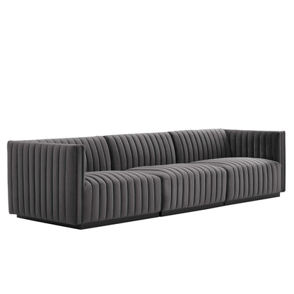 Conjure Channel Tufted Performance Velvet Sofa by Furniture for America