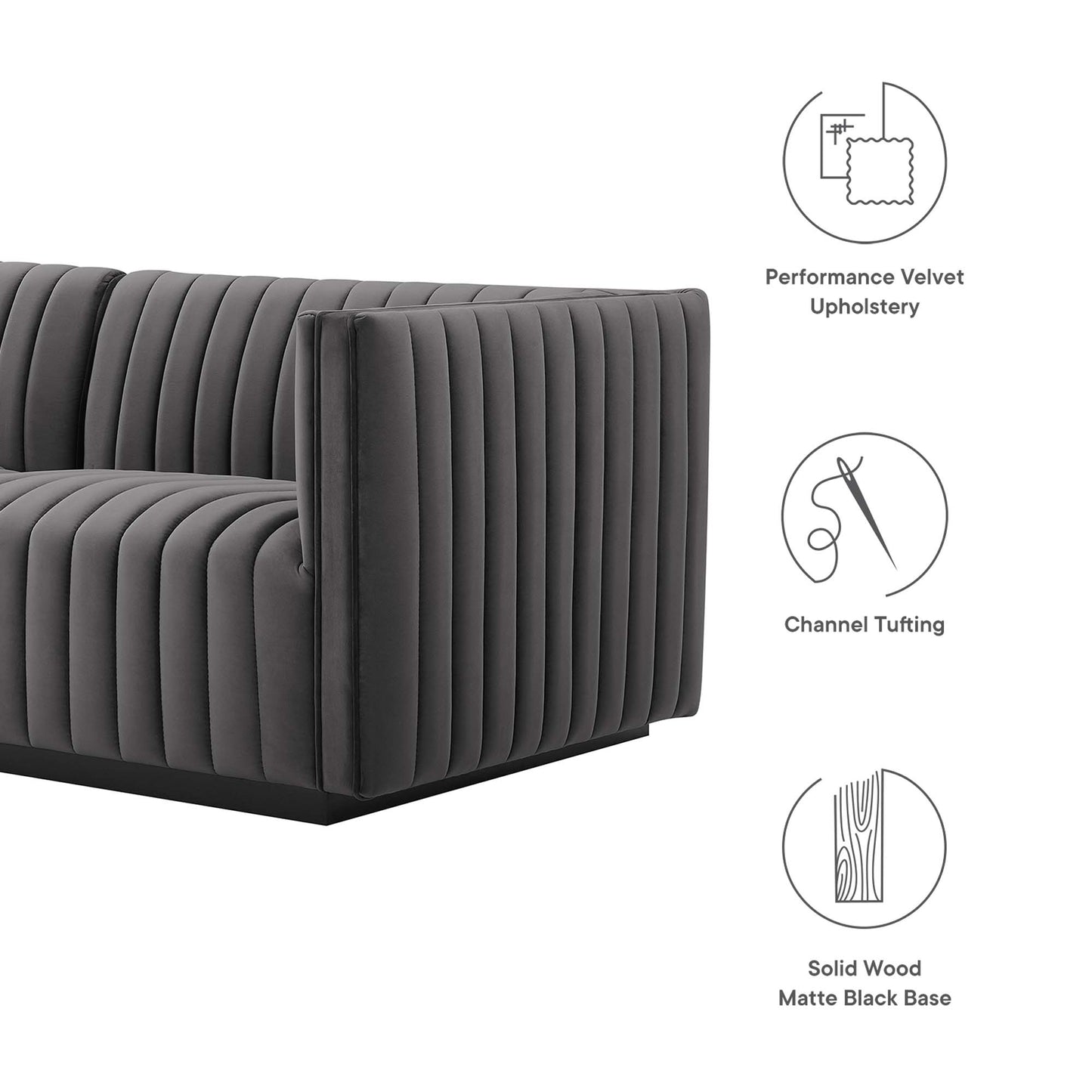 Conjure Channel Tufted Performance Velvet Sofa by Furniture for America