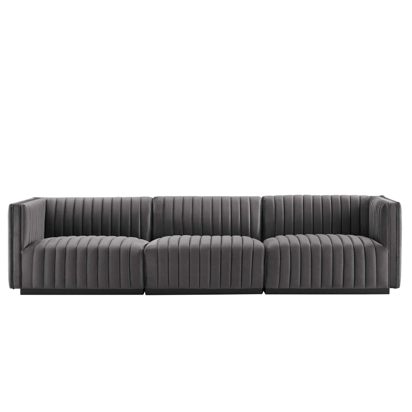 Conjure Channel Tufted Performance Velvet Sofa by Furniture for America