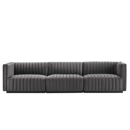 Conjure Channel Tufted Performance Velvet Sofa by Furniture for America