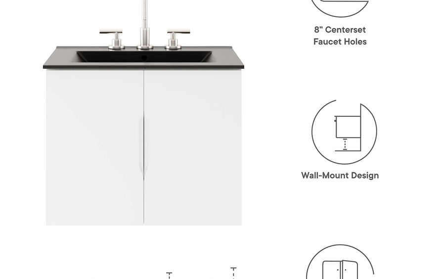 Bellamy 24" Bathroom Vanity in White Black