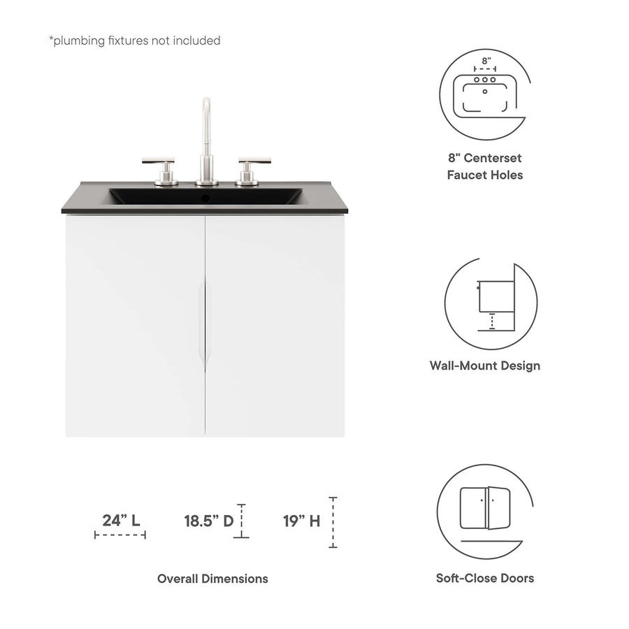 Bellamy 24" Bathroom Vanity in White Black