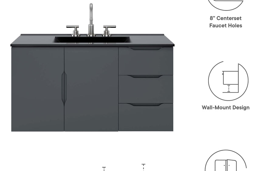 Bellamy 36" Bathroom Vanity in Gray Black