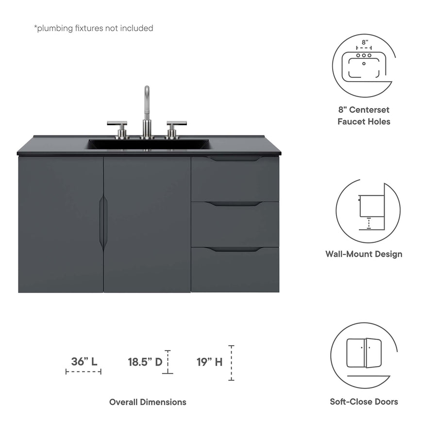 Bellamy 36" Bathroom Vanity in Gray Black