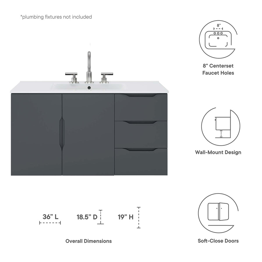 Bellamy 36" Bathroom Vanity in Gray White