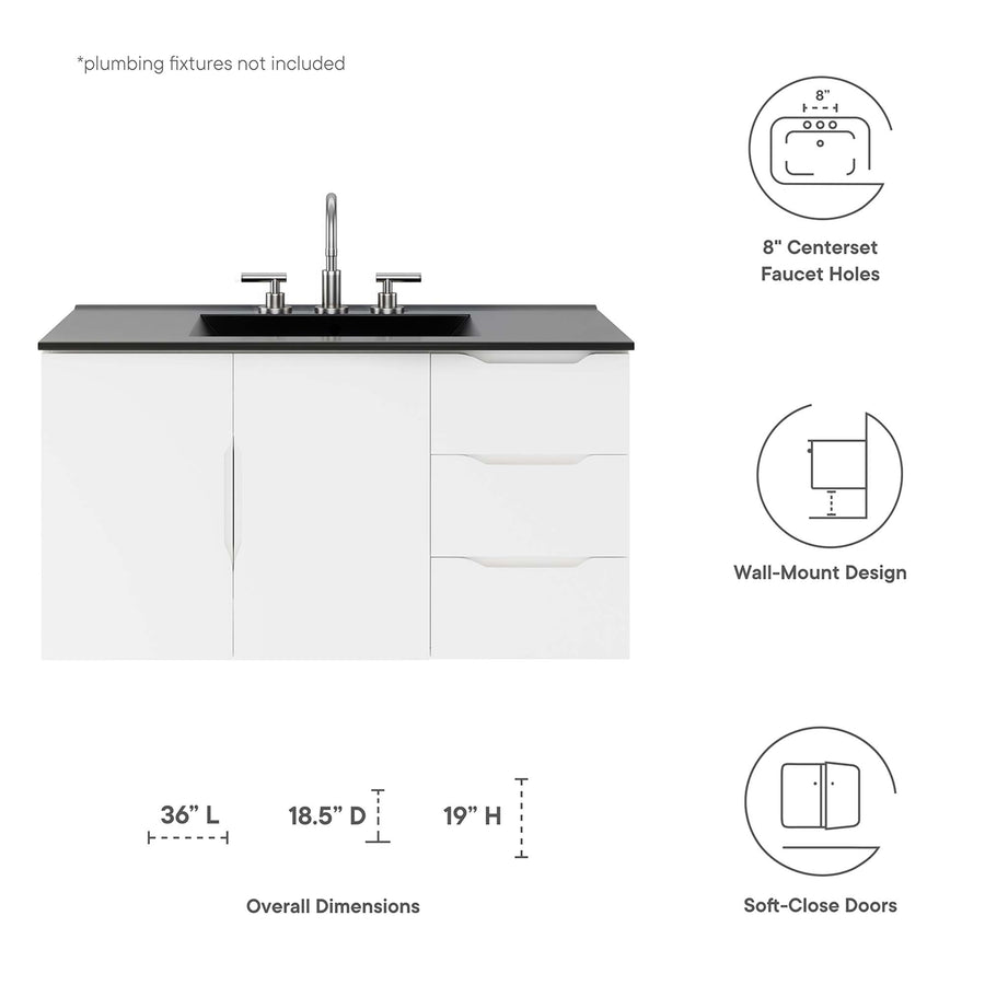Bellamy 36" Bathroom Vanity in White Black
