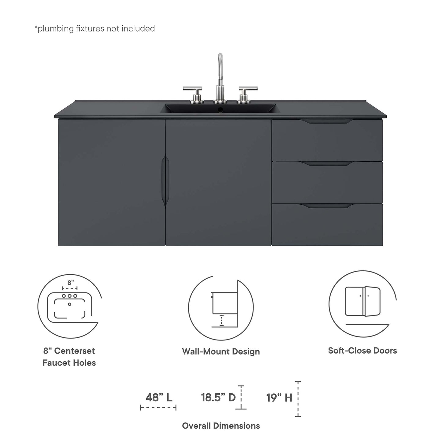 Vitality 48" Single Sink Bathroom Vanity by Furniture For America