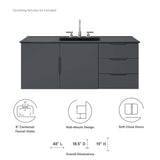 Bellamy 48" Single Sink Bathroom Vanity in Gray Black