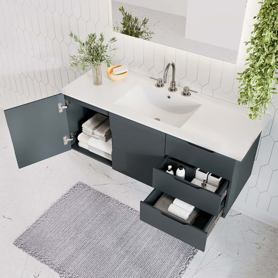 Bellamy 48" Single Sink Bathroom Vanity in Gray White