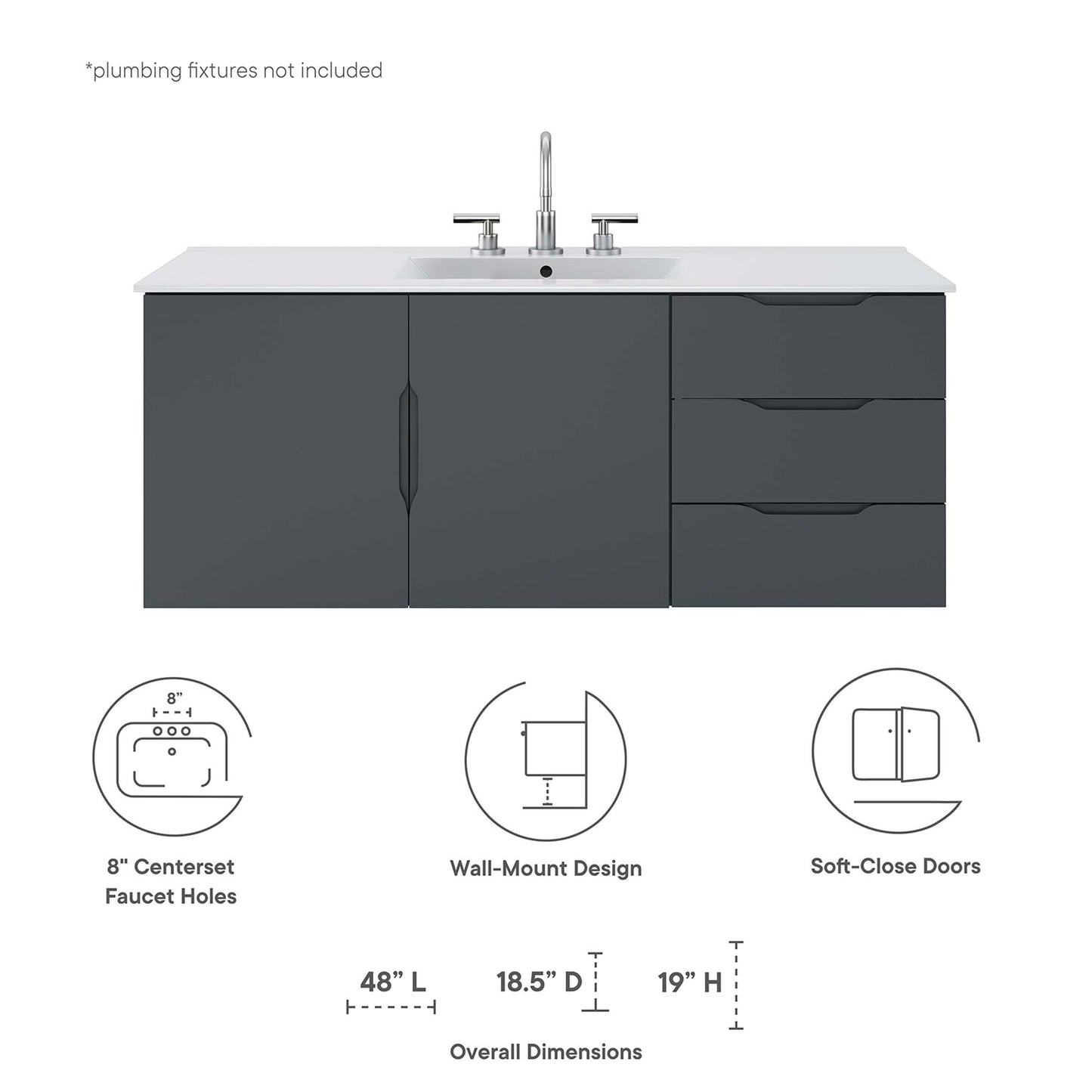Vitality 48" Single Sink Bathroom Vanity by Furniture For America
