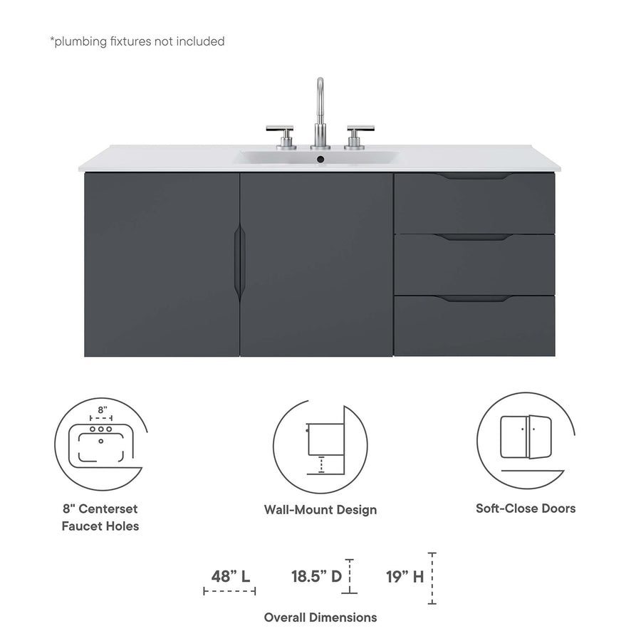 Bellamy 48" Single Sink Bathroom Vanity in Gray White