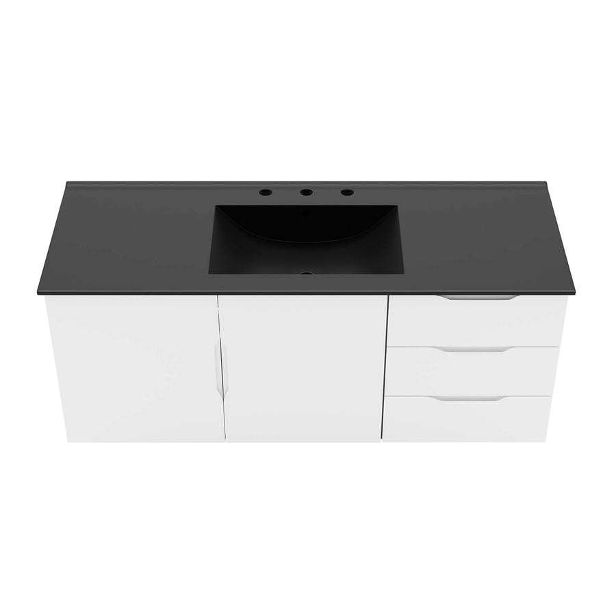 Bellamy 48" Single Sink Bathroom Vanity in White Black