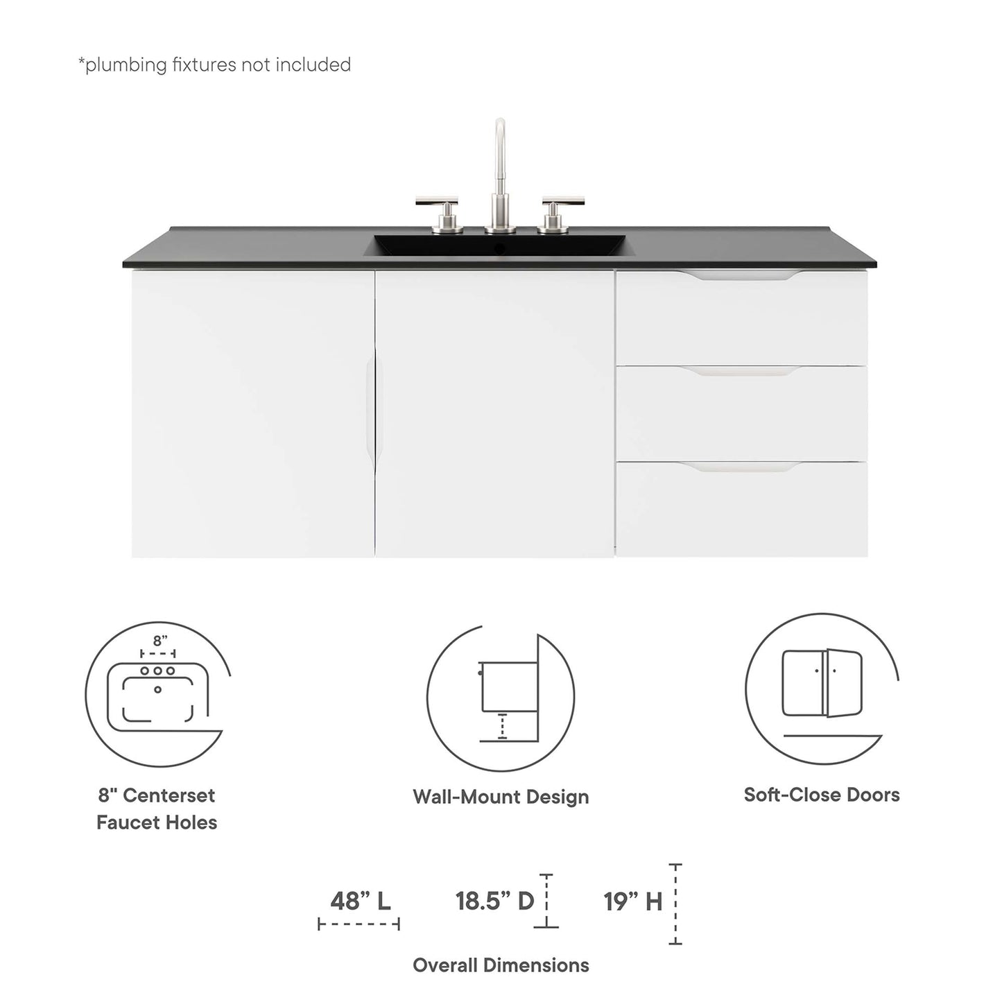Vitality 48" Single Sink Bathroom Vanity by Furniture For America