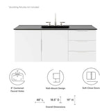 Bellamy 48" Single Sink Bathroom Vanity in White Black