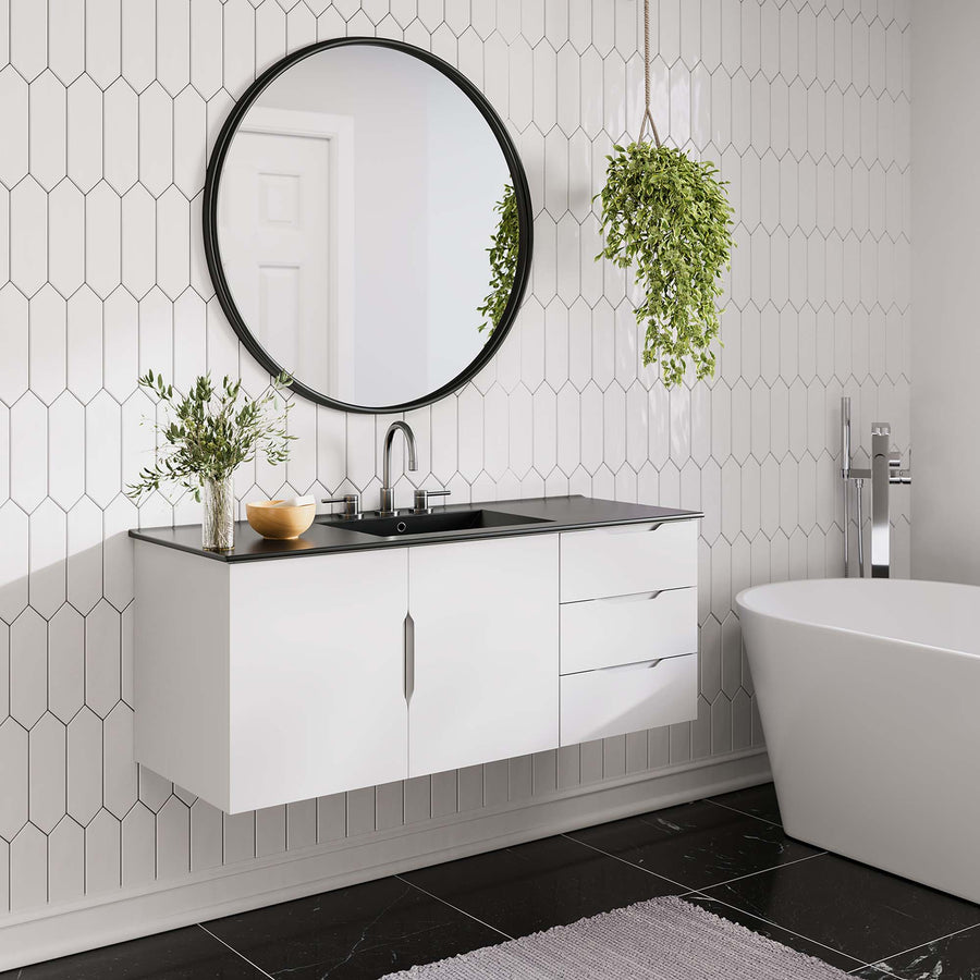 Bellamy 48" Single Sink Bathroom Vanity in White Black