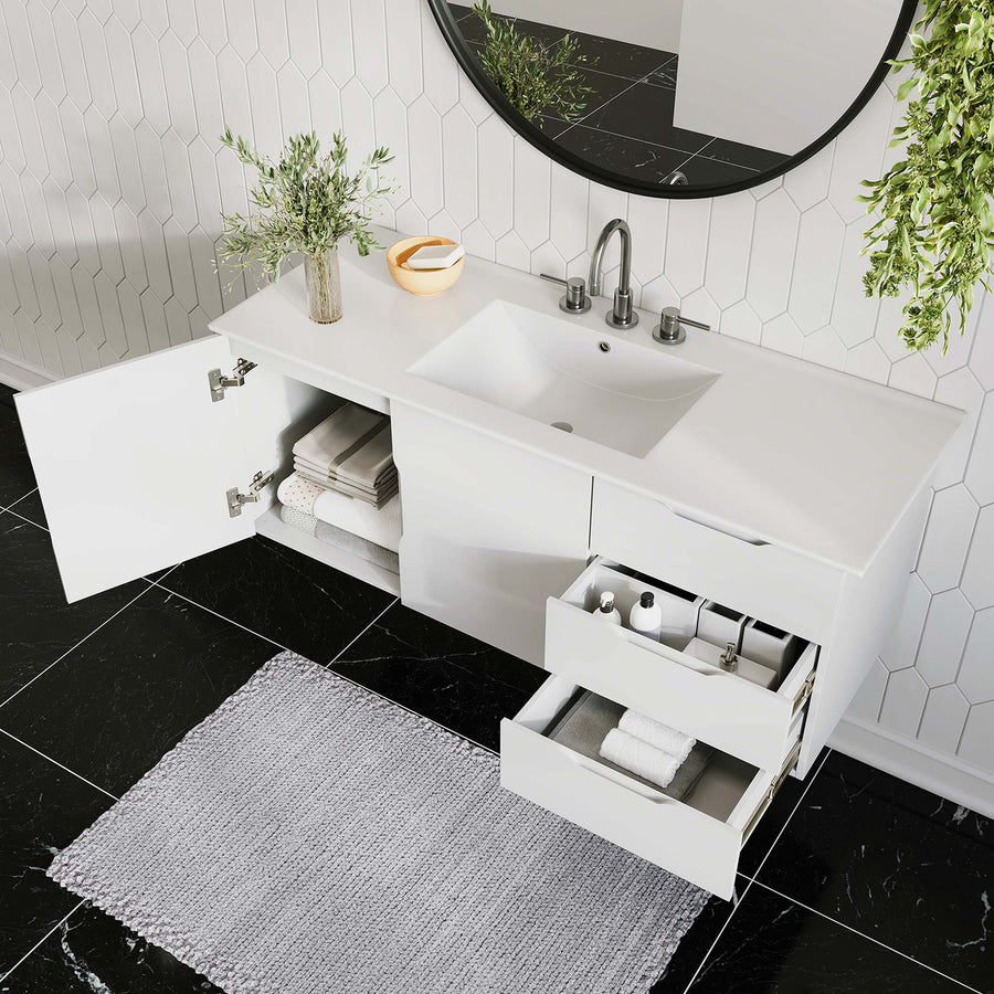 Bellamy 48" Single Sink Bathroom Vanity in White White