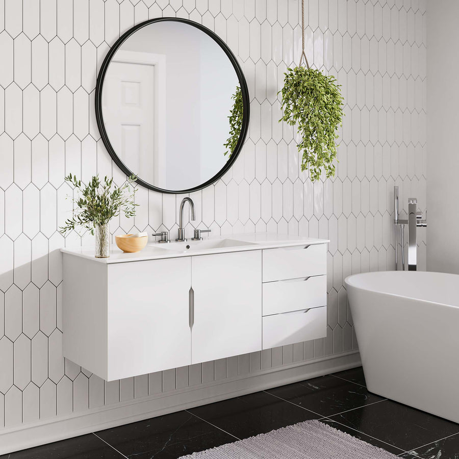 Bellamy 48" Single Sink Bathroom Vanity in White White