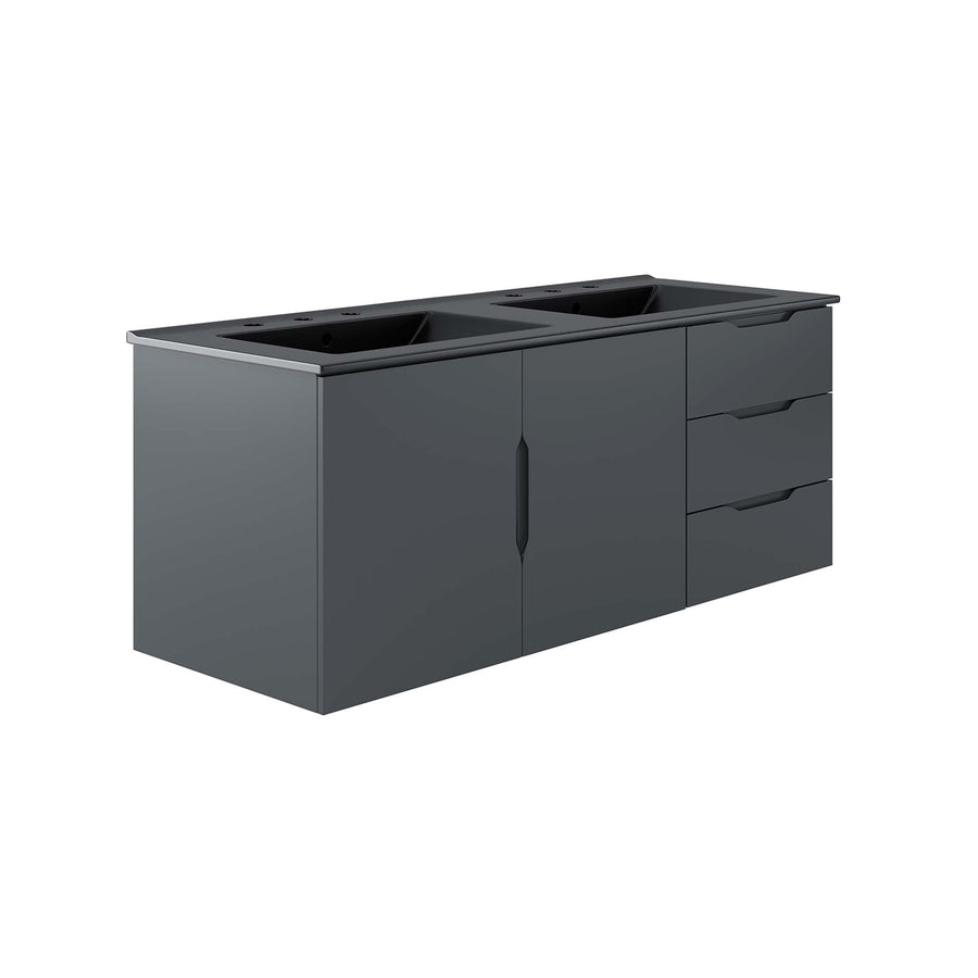 Bellamy 48" Double Sink Bathroom Vanity in Gray Black