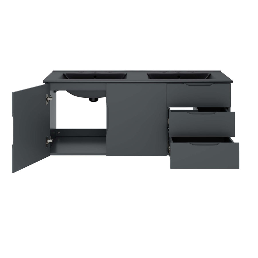 Bellamy 48" Double Sink Bathroom Vanity in Gray Black