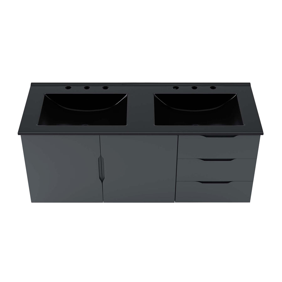 Bellamy 48" Double Sink Bathroom Vanity in Gray Black