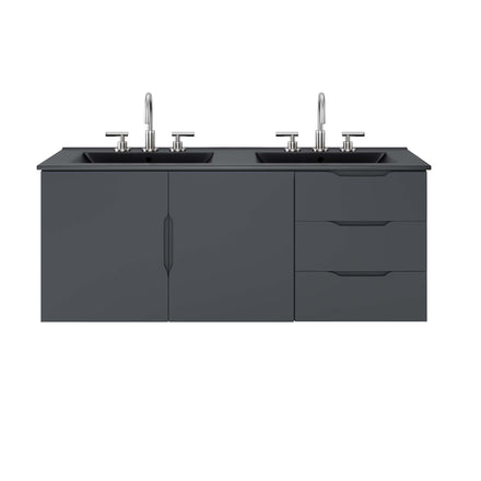Vitality 48" Double Sink Bathroom Vanity in Gray Black