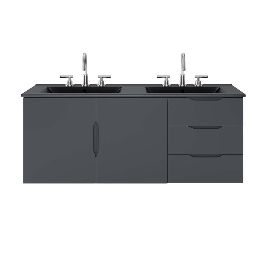 Bellamy 48" Double Sink Bathroom Vanity in Gray Black