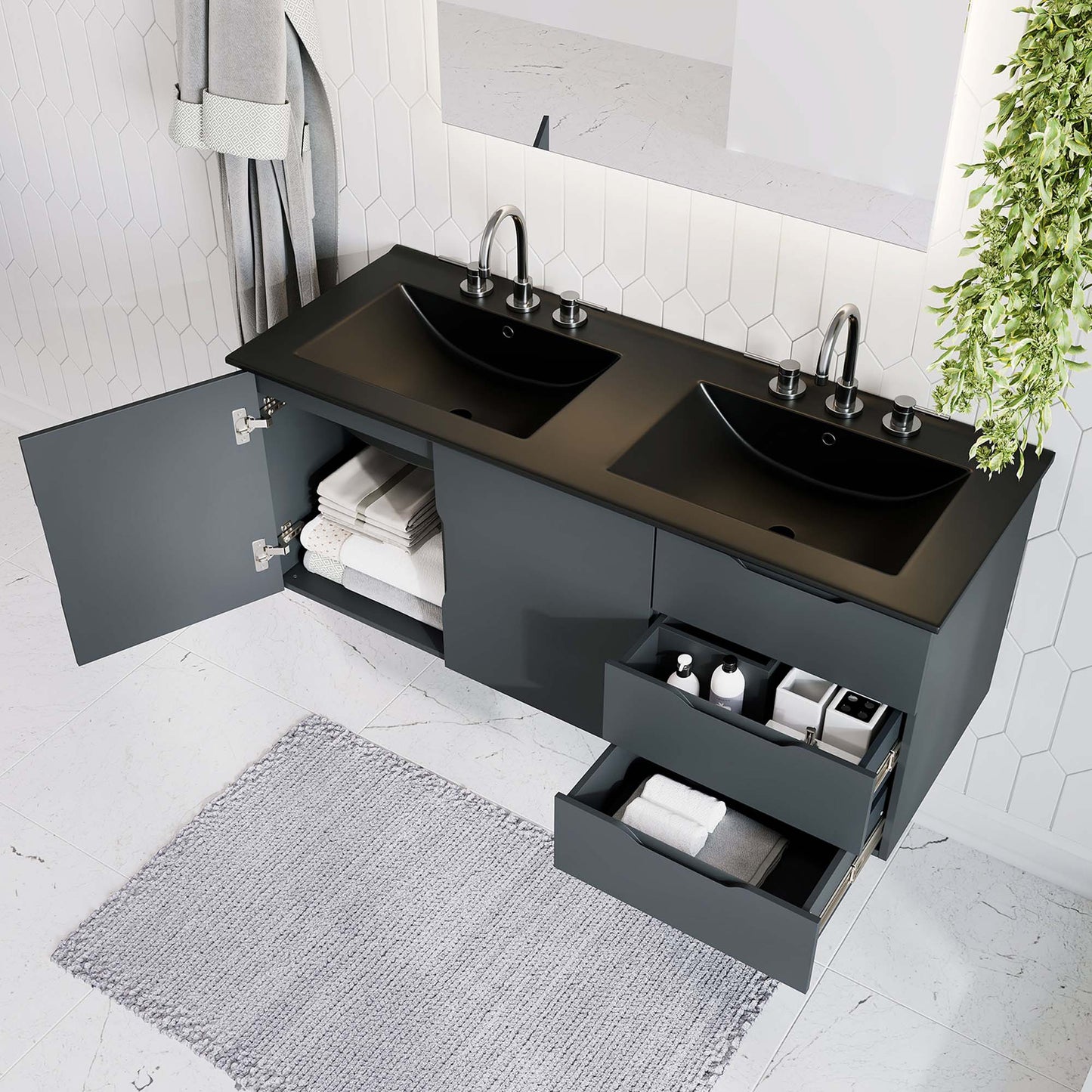 Vitality 48" Double Sink Bathroom Vanity by Furniture For America