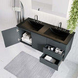 Bellamy 48" Double Sink Bathroom Vanity in Gray Black