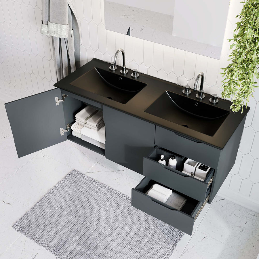 Bellamy 48" Double Sink Bathroom Vanity in Gray Black