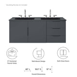 Bellamy 48" Double Sink Bathroom Vanity in Gray Black